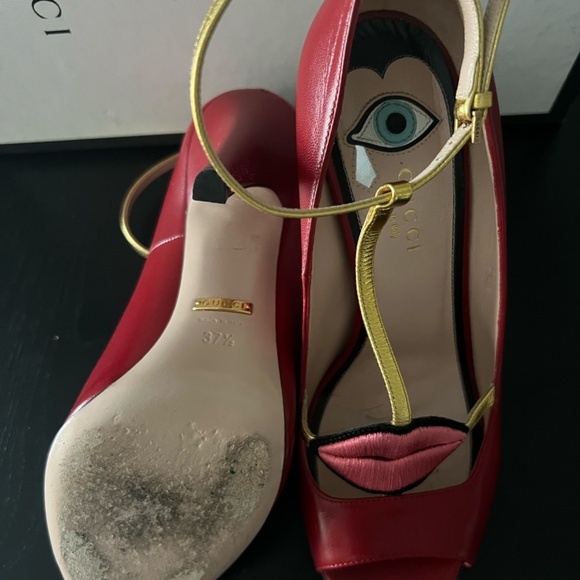 Exclusive Sand Pellets S. Cuoio Malaga Kid/Nappa – Silk Hibiscus Red/Oro Vecchio - Picture 6 of 9